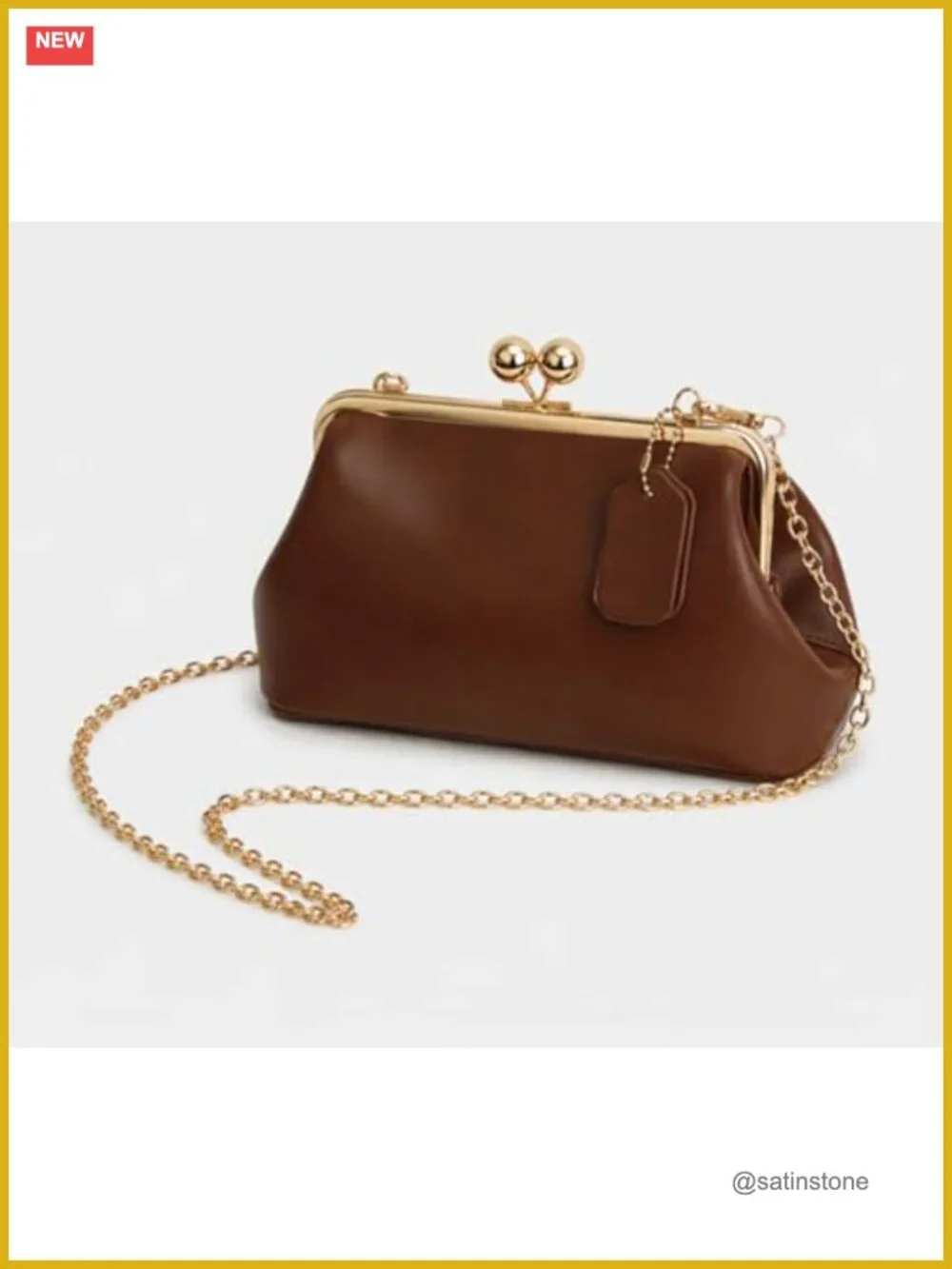 Slouchy Crescent Kiss Lock Crossbody Hobo Bag Faux Leather